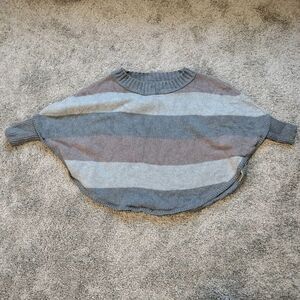 ANN TAYLOR LOFT Gray Brown Striped Crop Wool Blend Sweater Sz XS/S